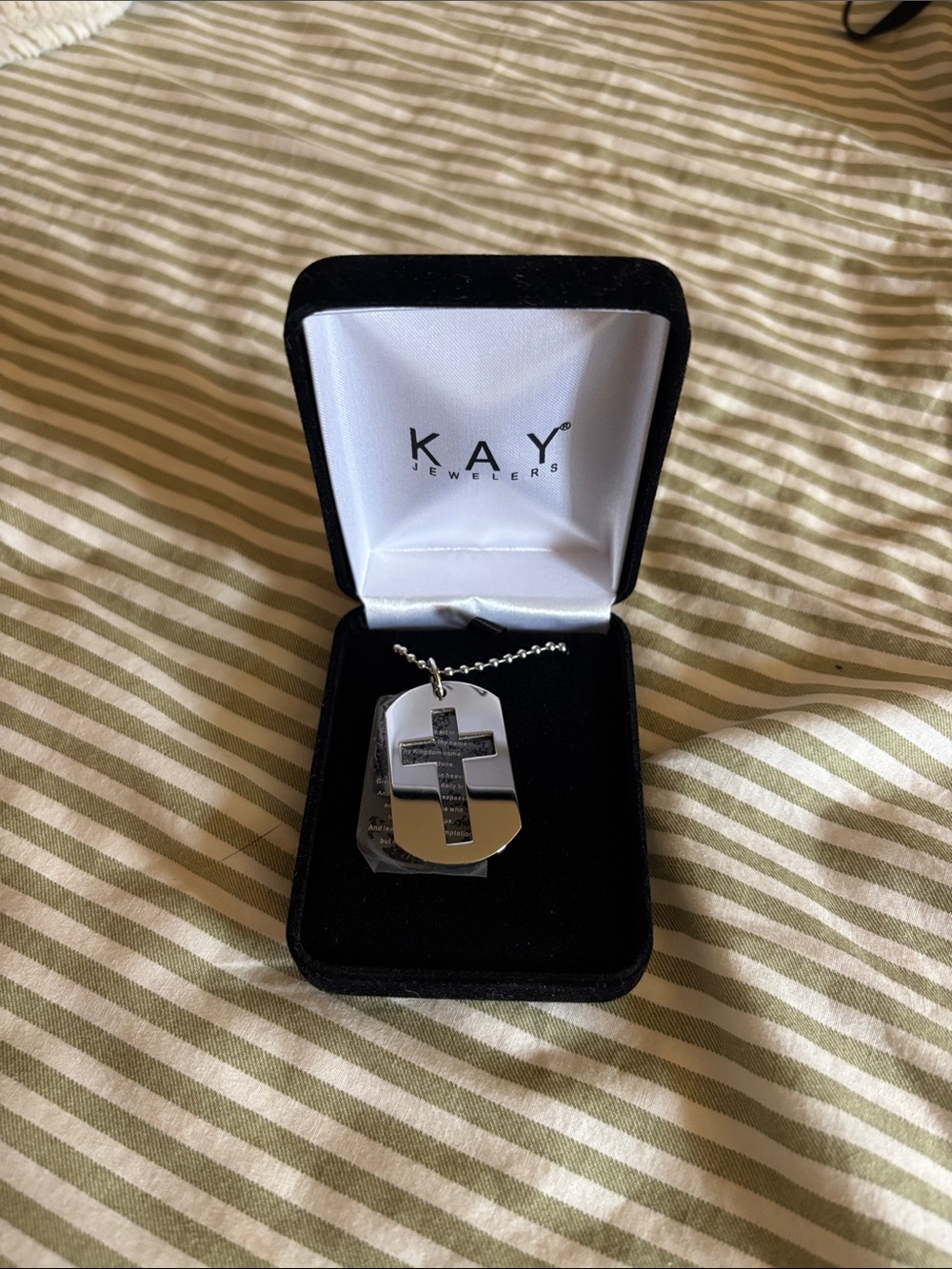 KAY Jewelers Stainless Steel Cross Dog Tag Necklace - Silver